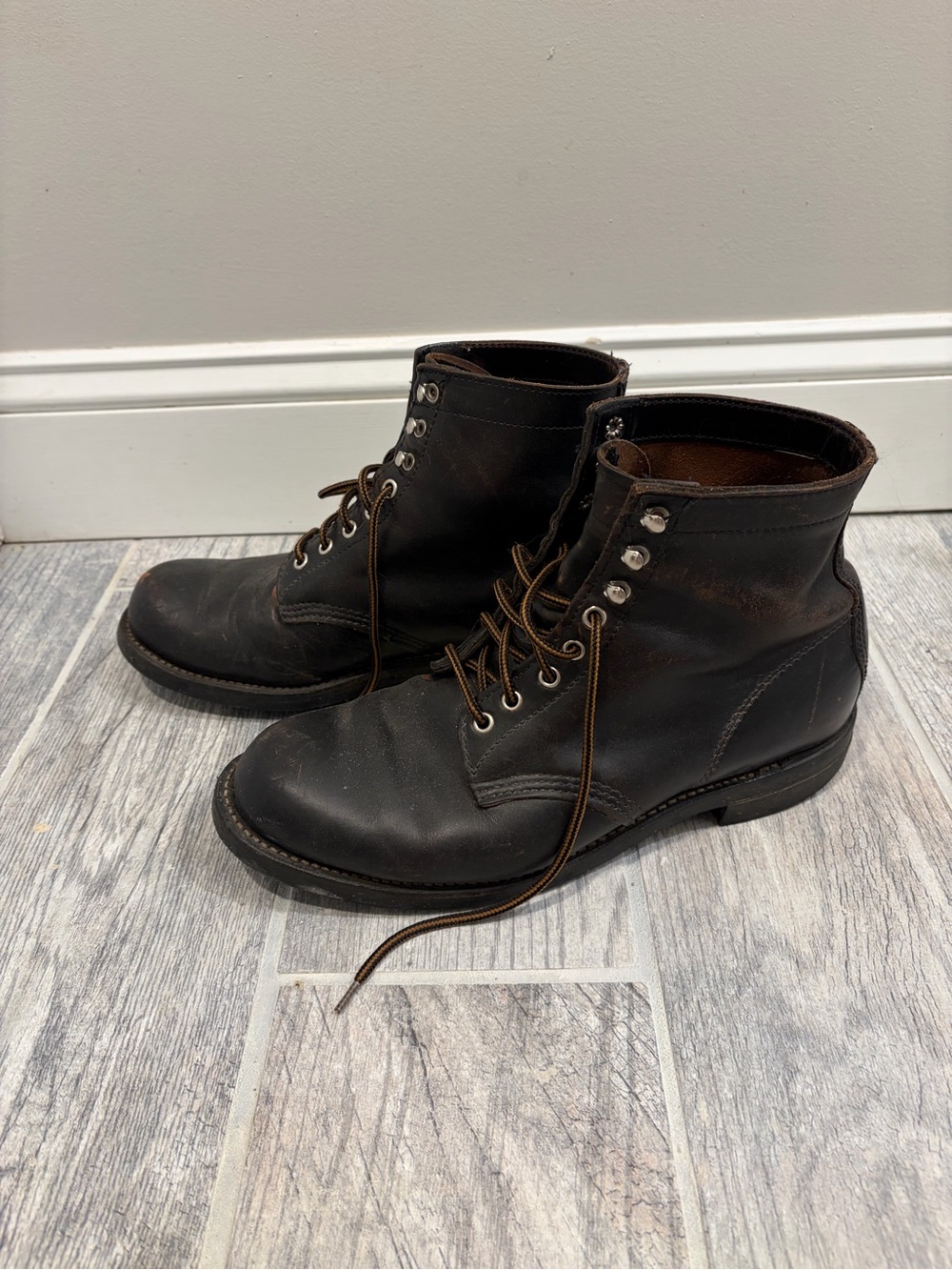 Chippewa Black Leather Lace-Up Work Boots